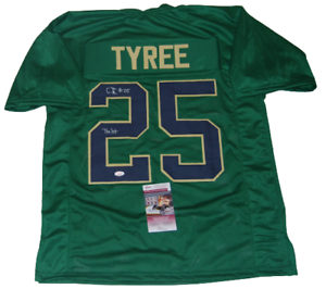 CHRIS TYREE SIGNED (NOTRE DAME FIGHTING IRISH) GREEN THE JET CUSTOM JERSEY JSA COLLECTIBLE MEMORABILIA