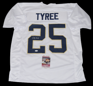 CHRIS TYREE SIGNED (NOTRE DAME FIGHTING IRISH) WHITE FOOTBALL CUSTOM JERSEY JSA COLLECTIBLE MEMORABILIA