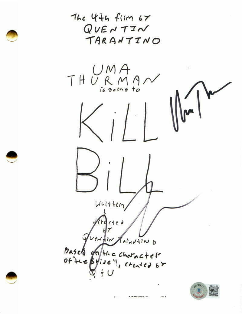 Quentin Tarantino Uma Thurman Signed Autograph Kill Bill Full Movie