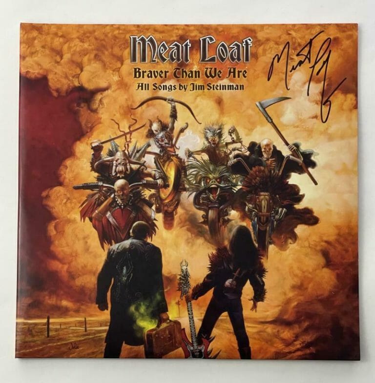 MEAT LOAF SIGNED AUTOGRAPH ALBUM VINYL RECORD – BRAVER THAN WE ARE W/ JSA COA COLLECTIBLE MEMORABILIA