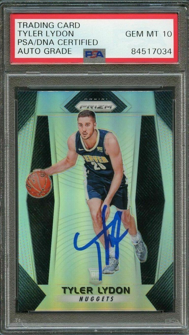 2017-18 PANINI PRIZM SILVER #168 TYLER LYDON SIGNED AUTO 10 PSA SLABBED RC NUGGE COLLECTIBLE MEMORABILIA