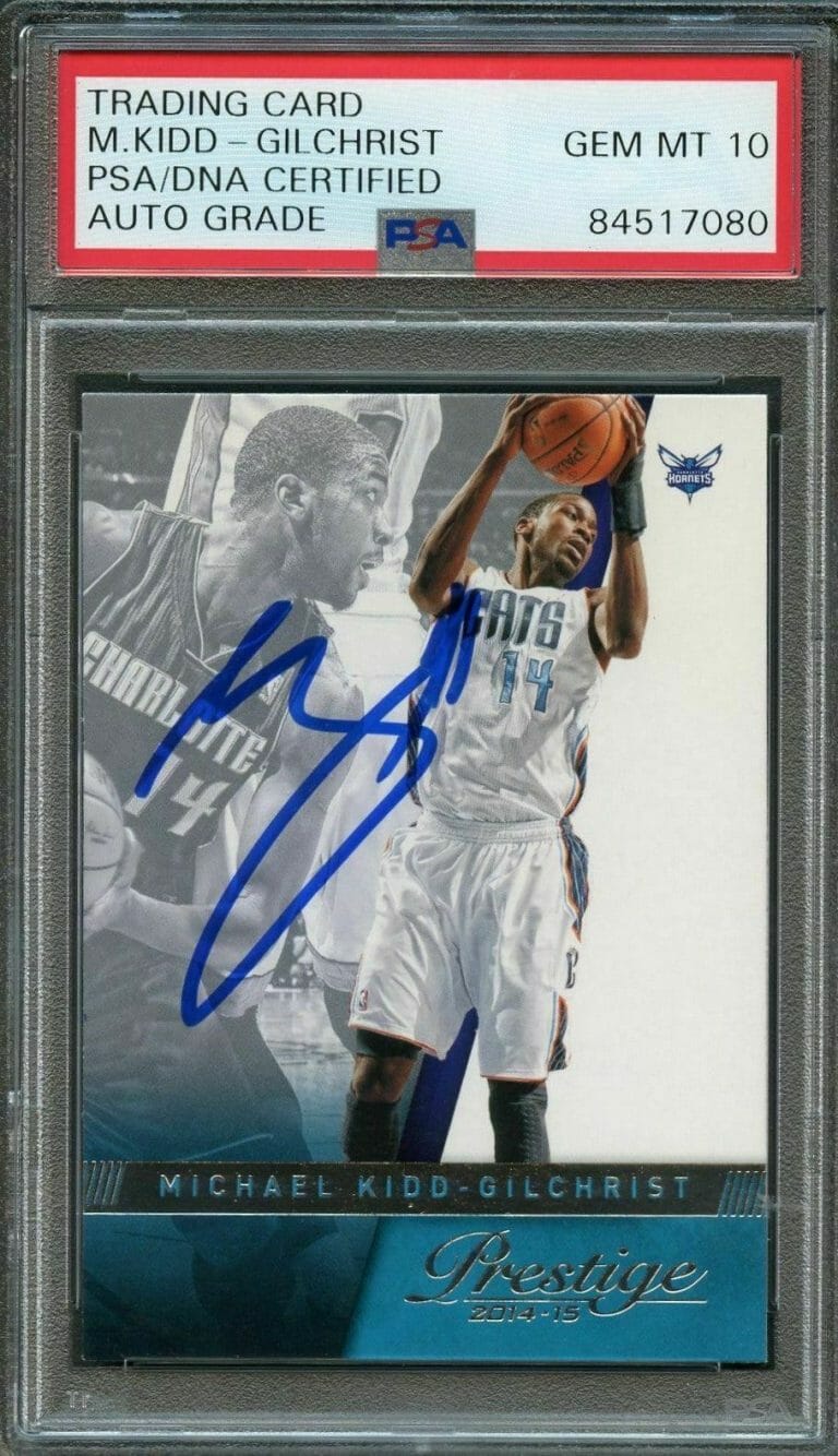 2014-15 PANINI PRESTIGE #154 MICHAEL KIDD-GILCHRIST SIGNED CARD AUTO 10 PSA SLAB COLLECTIBLE MEMORABILIA