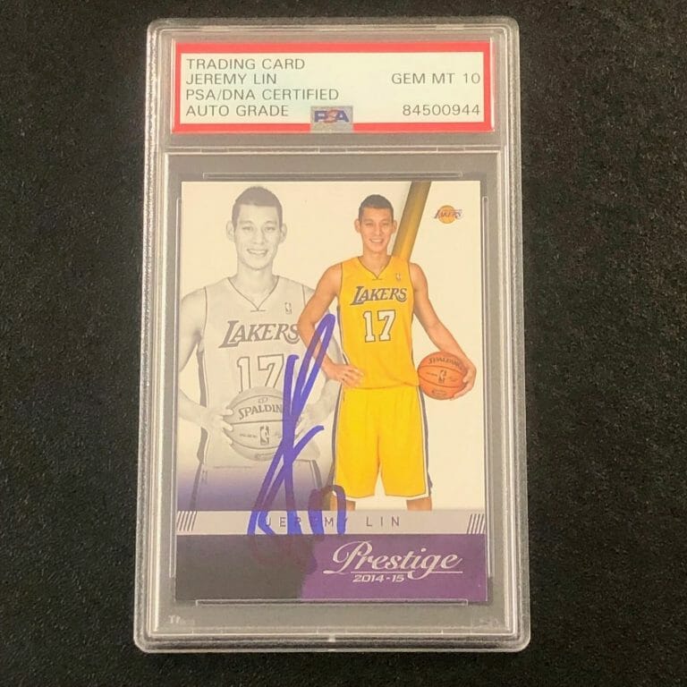 2014-15 PANINI PRESTIGE #92 JEREMY LIN SIGNED CARD AUTO 10 PSA SLABBED LAKERS COLLECTIBLE MEMORABILIA
