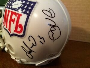 MONTANA+MARINO+FOUTS+TARKENTON+GRIESE+MOON+TITTLE+1 SIGNED MINI HELMET JSA COLLECTIBLE MEMORABILIA