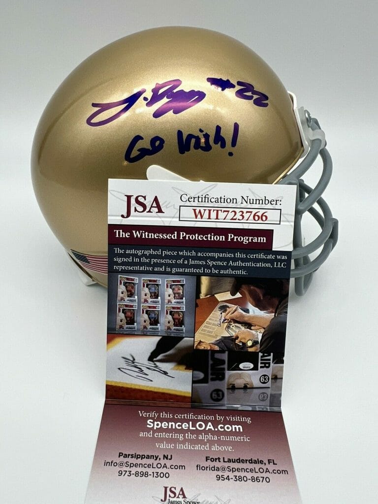 LOGAN DIGGS SIGNED NOTRE DAME FIGHTING IRISH MINI HELMET W/JSA COA WITNESS #2 COLLECTIBLE MEMORABILIA