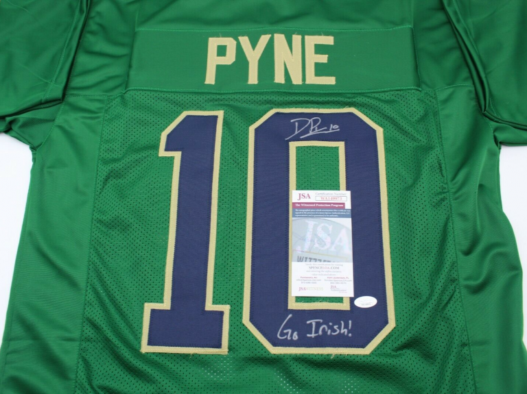 DREW PYNE SIGNED CUSTOM GREEN NOTRE DAME FOOTBALL JERSEY GO IRISH! PROOF W/JSA COLLECTIBLE MEMORABILIA