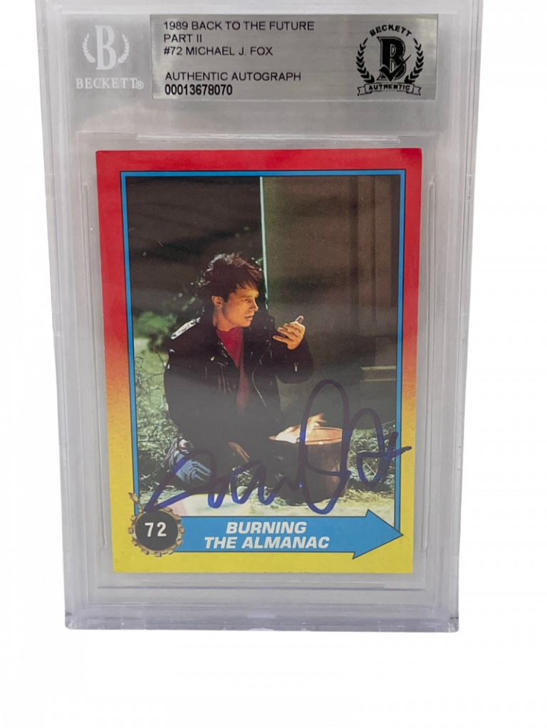 MICHAEL J FOX SIGNED BACK TO THE FUTURE 2 TRADING CARD #72 SLABBED BECKETT COA COLLECTIBLE MEMORABILIA