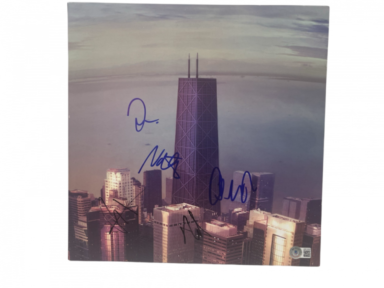 FOO FIGHTERS BAND SIGNED SONIC HIGHWAYS ALBUM VINYL LP GROHL HAWKINS BECKETT COLLECTIBLE MEMORABILIA