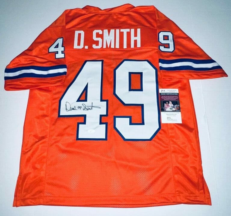 DENNIS SMITH DENVER BRONCOS SIGNED CUSTOM JERSEY AUTOGRAPHED JSA COLLECTIBLE MEMORABILIA