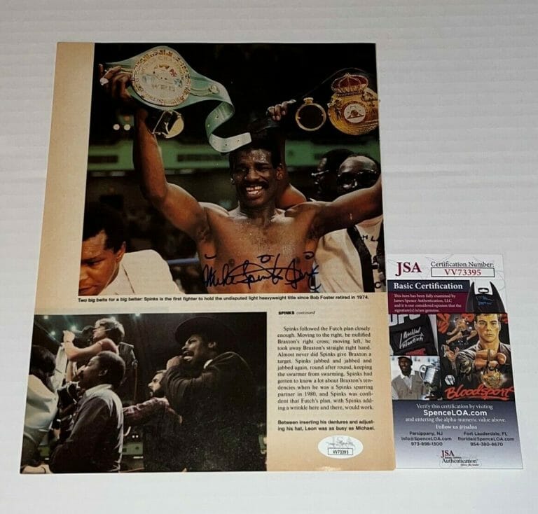 MICHAEL SPINKS JINX SIGNED MAGAZINE PAGE BOXING CHAMP AUTOGRAPHED 13 JSA COLLECTIBLE MEMORABILIA