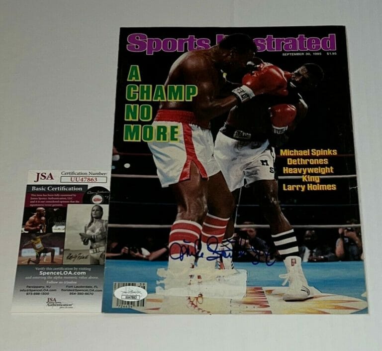 MICHAEL SPINKS JINX SIGNED MAGAZINE PAGE BOXING CHAMP AUTOGRAPHED 14 JSA COLLECTIBLE MEMORABILIA