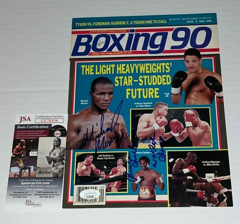 MICHAEL MOORER & CHARLES WILLIAMS SIGNED BOXING MAGAZINE PAGE AUTOGRAPHED JSA COLLECTIBLE MEMORABILIA
