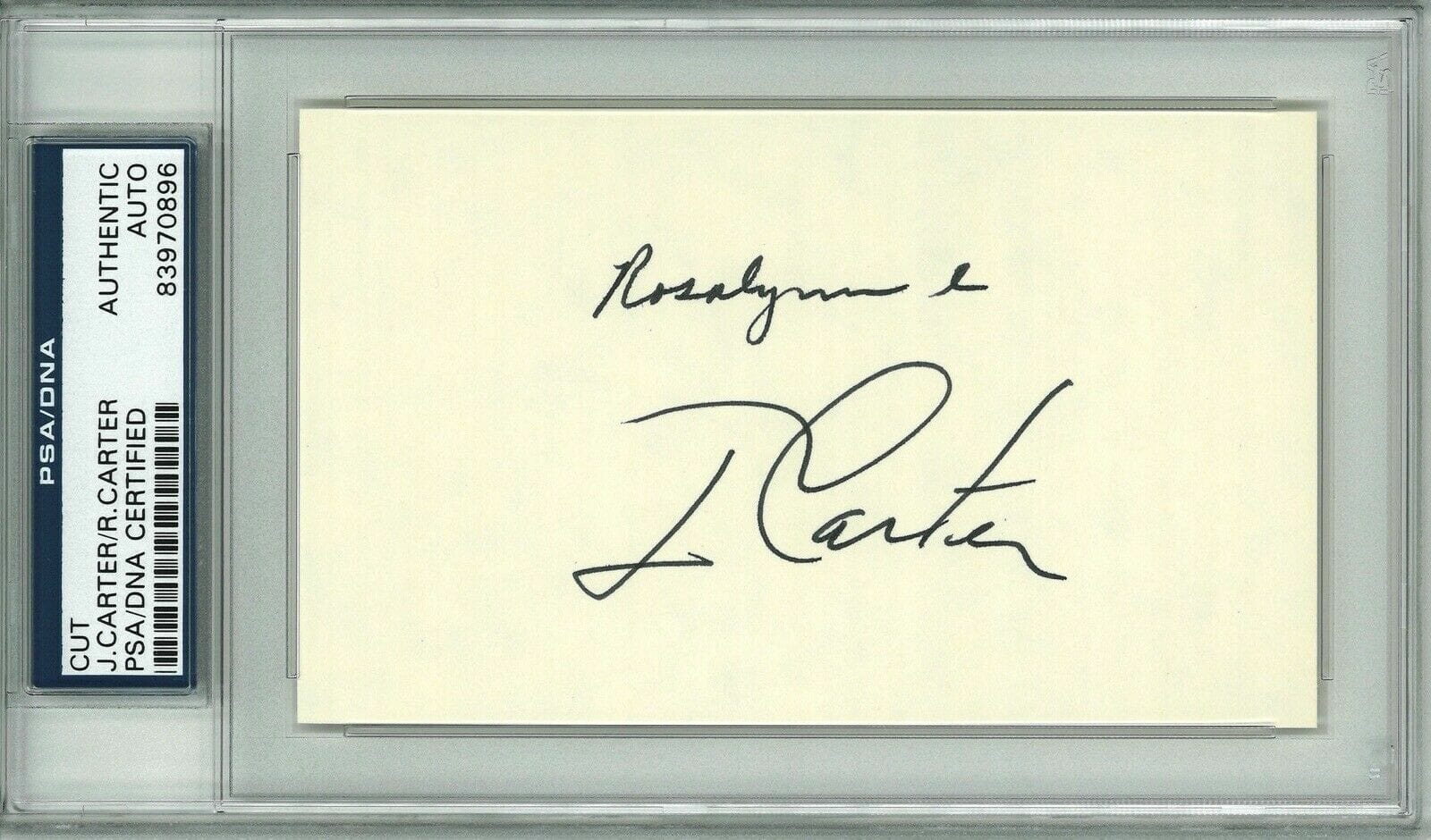 PRESIDENT JIMMY CARTER ROSALYNN CARTER SIGNED CUT SIGNATURE PSA DNA