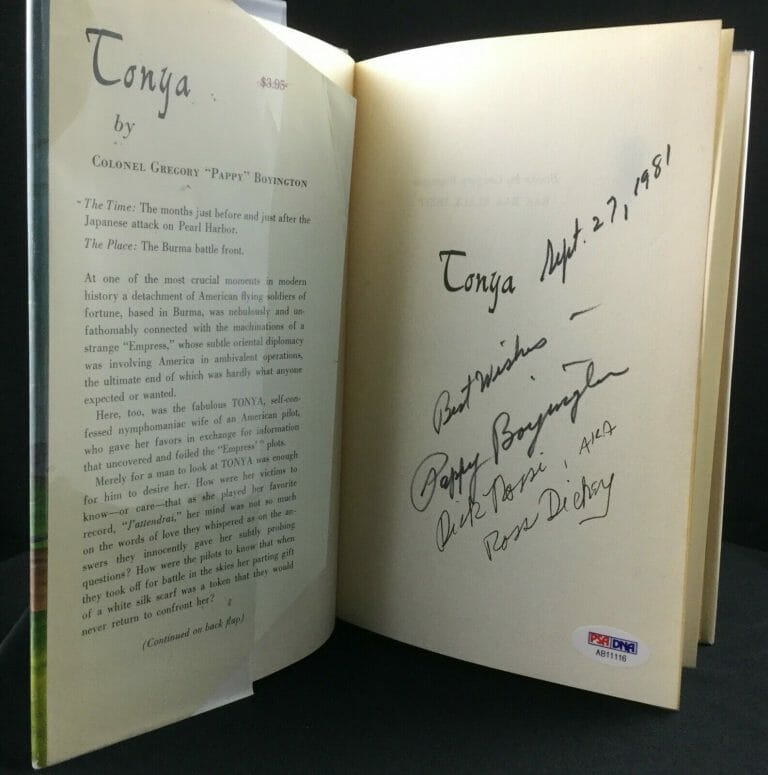 PAPPY BOYINGTON SIGNED TONYA BOOK PSA DNA AB11116 ULTRA RARE W/ DICK ROSSI AUTO
 COLLECTIBLE MEMORABILIA