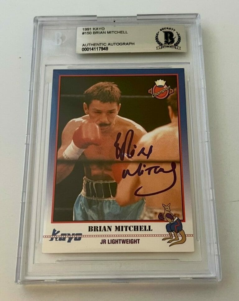 BRIAN MITCHELL BOXING SIGNED 1991 KAYO #150 CARD AUTOGRAPHED BECKETT SLABBED
 COLLECTIBLE MEMORABILIA