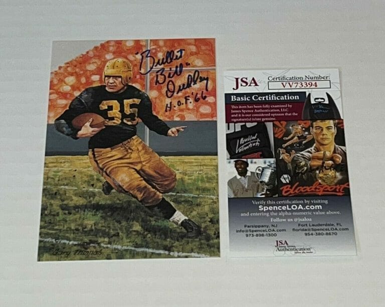 BULLET BILL DUDLEY PITTSBURGH STEELERS SIGNED GOAL LINE ART CARD GLAC W/ HOF JSA
 COLLECTIBLE MEMORABILIA