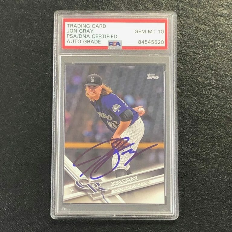 2017 TOPPS #209 JON GRAY SIGNED CARD PSA SLABBED AUTO 10 ROCKIES
 COLLECTIBLE MEMORABILIA