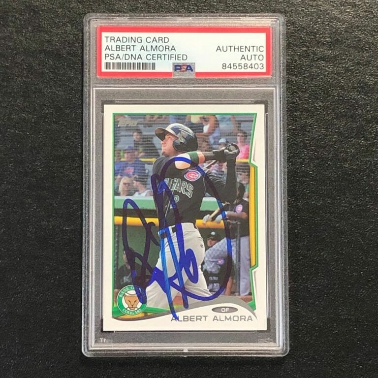 2014 TOPPS PRO DEBUT #61 ALBERT ALMORA SIGNED CARD PSA SLABBED AUTO CUBS
 COLLECTIBLE MEMORABILIA