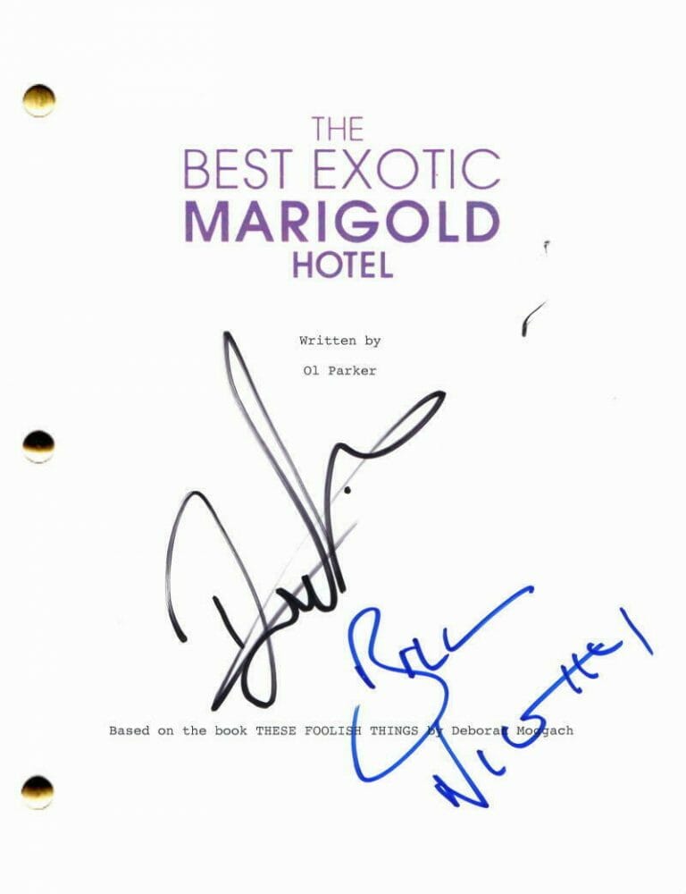 DEV PATEL & BILL NIGHY SIGNED AUTOGRAPH BEST EXOTIC MARIGOLD HOTEL MOVIE SCRIPT
 COLLECTIBLE MEMORABILIA
