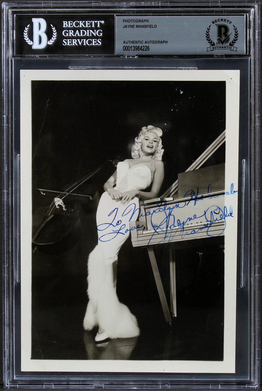 Jayne Mansfield To Marilyn Holcomb Love Signed Bandw 5x7 Sexy Photo Bas