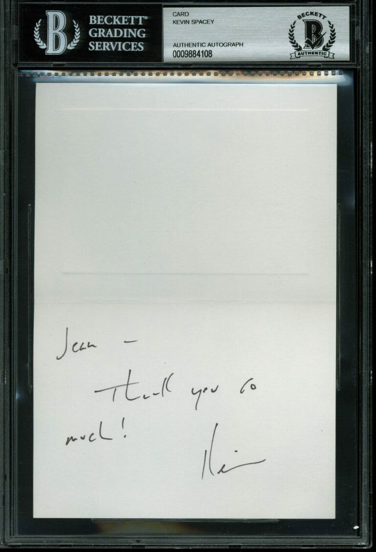 KEVIN SPACEY HOUSE OF CARDS AUTHENTIC SIGNED 3.5×5 THANK YOU CARD BAS SLABBED
 COLLECTIBLE MEMORABILIA