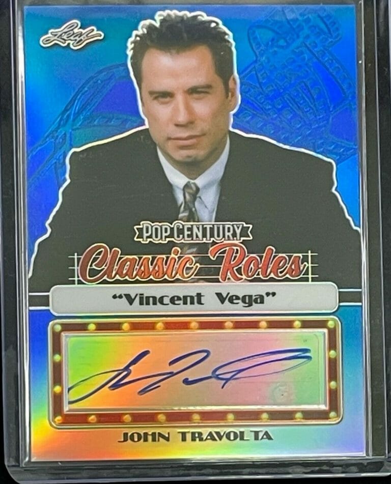JOHN TRAVOLTA 2020 LEAF POP CENTURY AUTO CARD CLASSIC ROLES #21 OF 25 SIGNED
 COLLECTIBLE MEMORABILIA