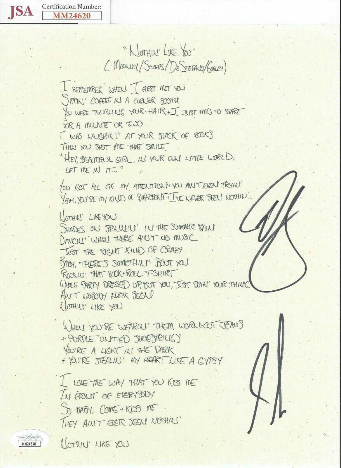 DAN AND SHAY Signed Autograph Lyrics 