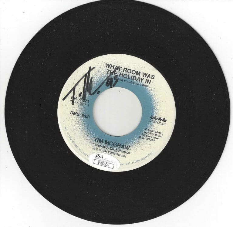 TIM MCGRAW SIGNED AUTOGRAPH 45 RECORD JSA COA COUNTRY
 COLLECTIBLE MEMORABILIA