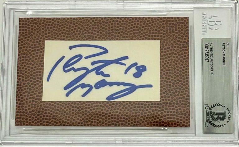 PEYTON MANNING SIGNED AUTOGRAPH ENCAPSULATED CUT SLABBED BAS
 COLLECTIBLE MEMORABILIA