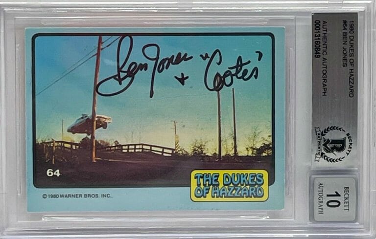 BEN JONES SIGNED GRADED 10 SLABBED DUKES OF HAZZARD ACTOR #64 “COOTER” BECKETT
 COLLECTIBLE MEMORABILIA