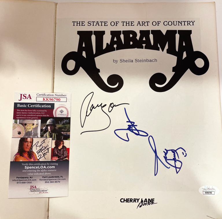 ALABAMA RANDY OWEN, JEFF COOK, TEDDY SIGNED AUTOGRAPH ART OF COUNTRY BOOK JSA
 COLLECTIBLE MEMORABILIA