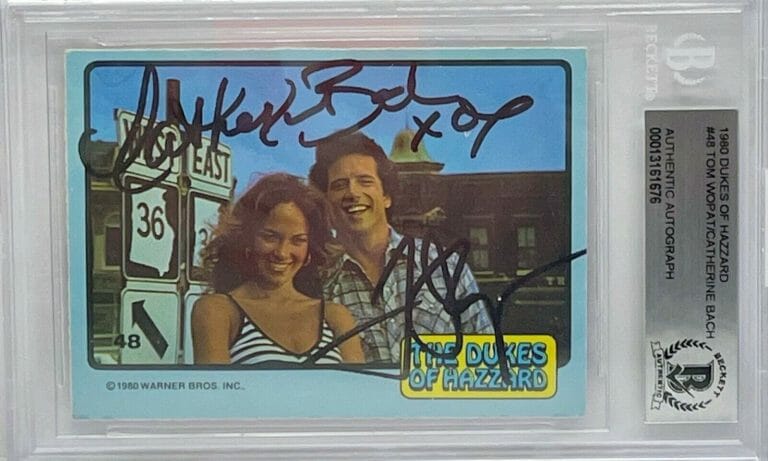 TOM WOPAT CATHERINE BACH SIGNED AUTOGRAPH SLABBED DUKES OF HAZZARD BECKETT
 COLLECTIBLE MEMORABILIA