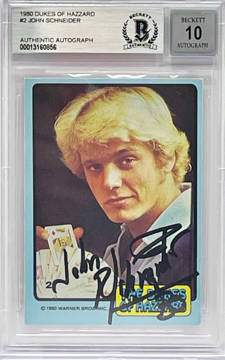 JOHN SCHNEIDER SIGNED GRADED 10 SLABBED ENCAPSULATED DUKES OF HAZZARD BECKETT
 COLLECTIBLE MEMORABILIA