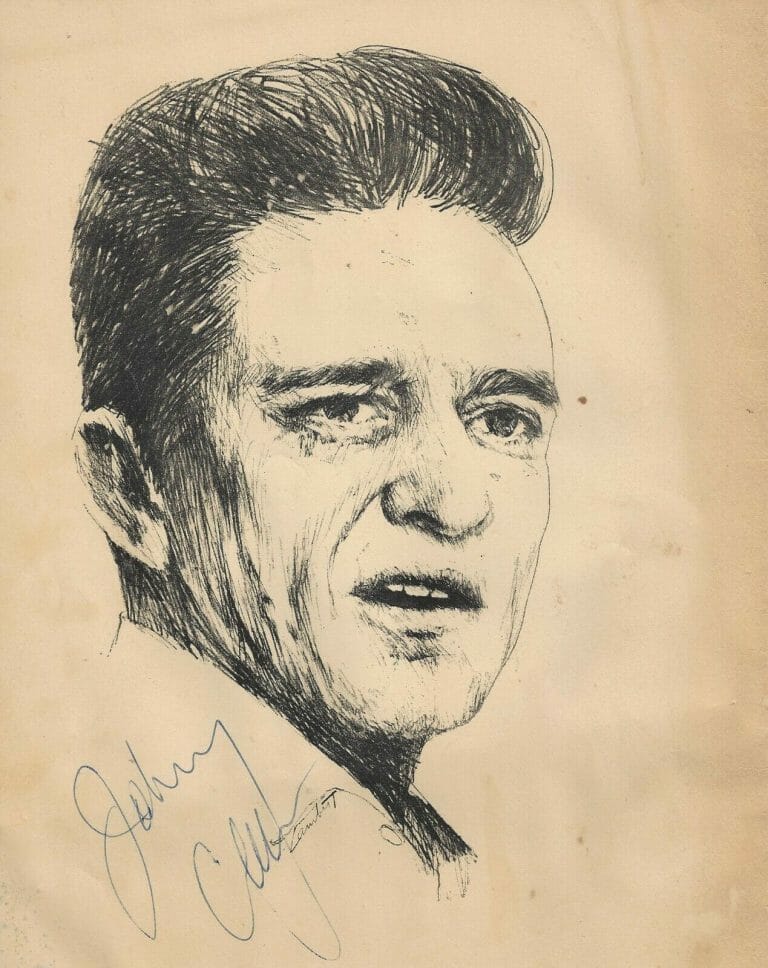 JOHNNY CASH SIGNED AUTOGRAPH 8×10 BLACK AND WHITE PHOTO JSA LOA
 COLLECTIBLE MEMORABILIA