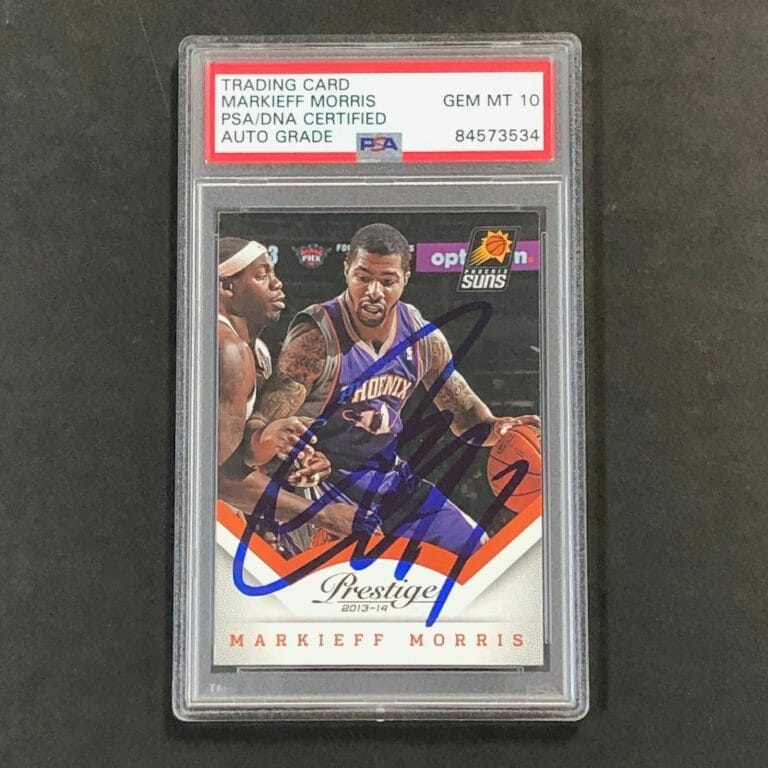 2013-14 PANINI PRESTIGE #107 MARKIEFF MORRIS SIGNED CARD AUTO 10 PSA SLABBED SUN COLLECTIBLE MEMORABILIA
