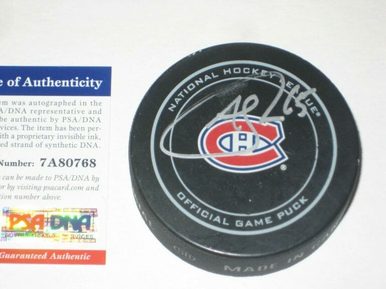 ANDREW SHAW SIGNED MONTREAL CANADIENS OFFICIAL GAME PUCK W/ ITP PSA COA COLLECTIBLE MEMORABILIA
