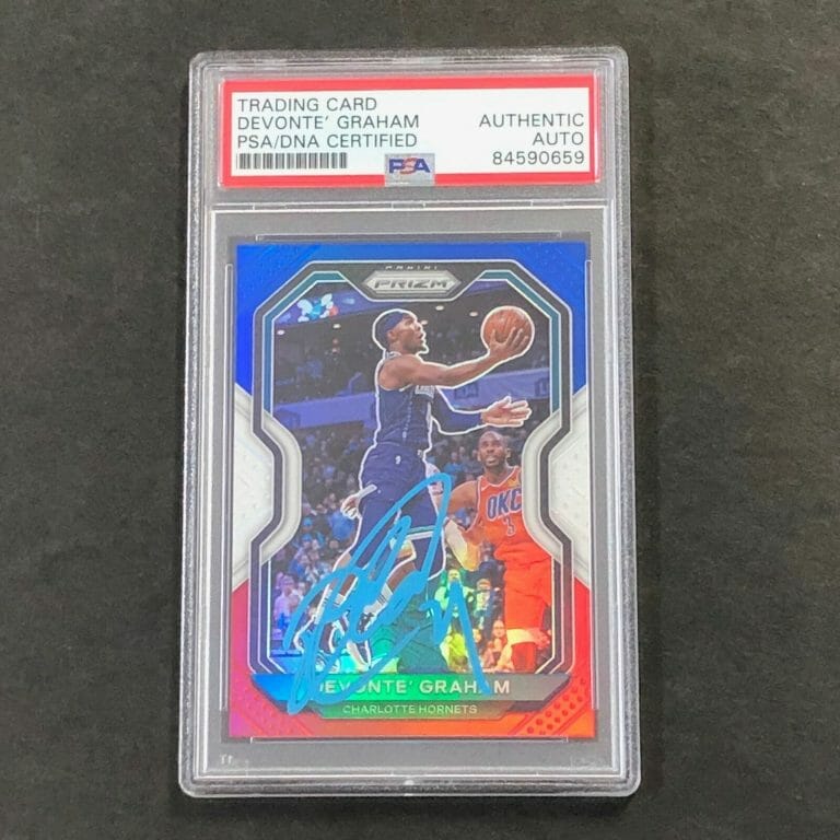 2020-21 PANINI PRIZM RED WHITE AND BLUE #73 DEVONTE’ GRAHAM SIGNED CARD AUTO PSA COLLECTIBLE MEMORABILIA