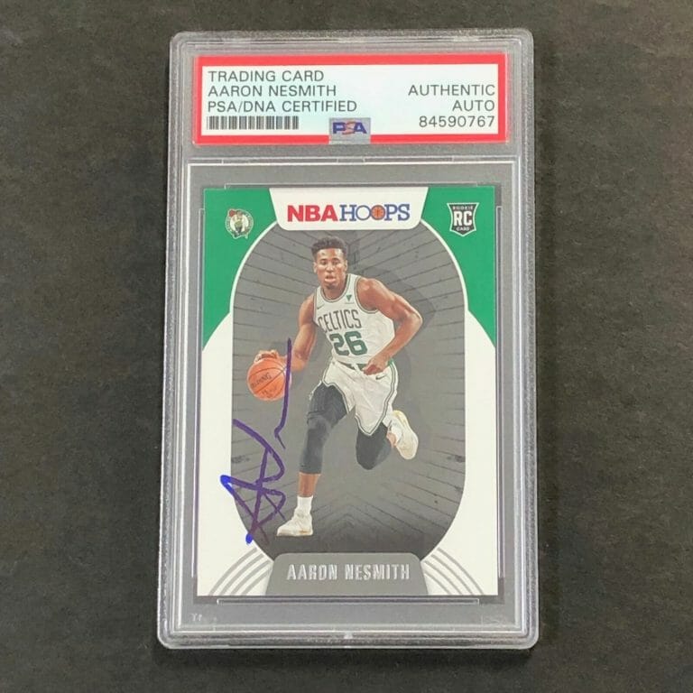 2020-21 NBA HOOPS #202 AARON NESMITH SIGNED CARD AUTO PSA SLABBED RC CELTICS COLLECTIBLE MEMORABILIA