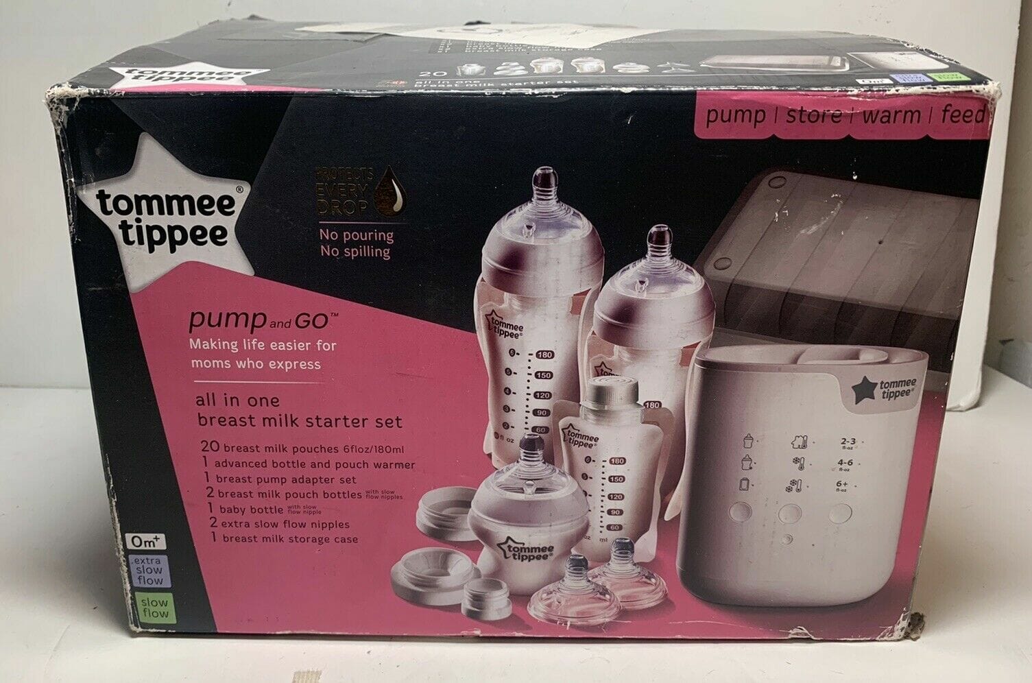 Tommee Tippee Pump =& Go Breast Milk starter set breast milk warmer