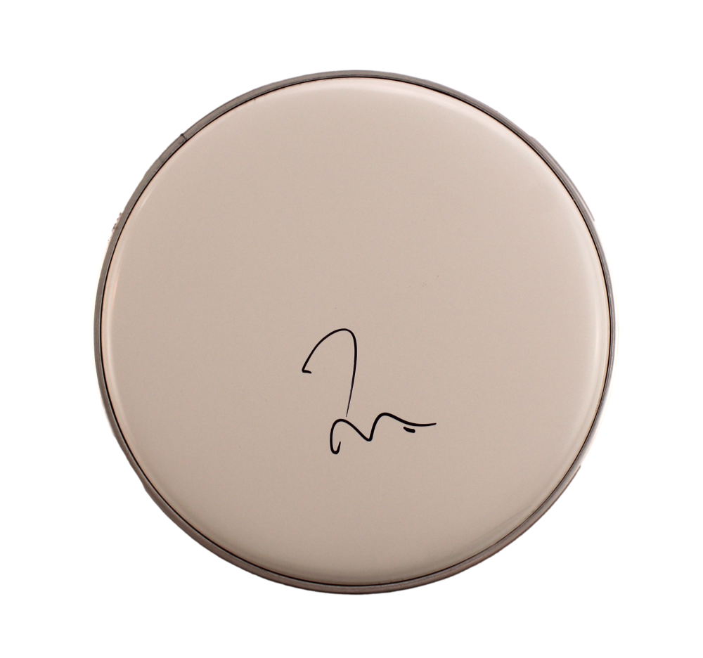 TAYLOR HAWKINS SIGNED AUTOGRAPH 10" DRUMHEAD FOO FIGHTERS ICON VERY