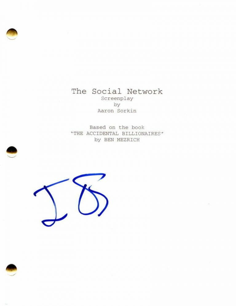 JESSE EISENBERG SIGNED AUTOGRAPH THE SOCIAL NETWORK FULL MOVIE SCRIPT – RARE! COLLECTIBLE MEMORABILIA