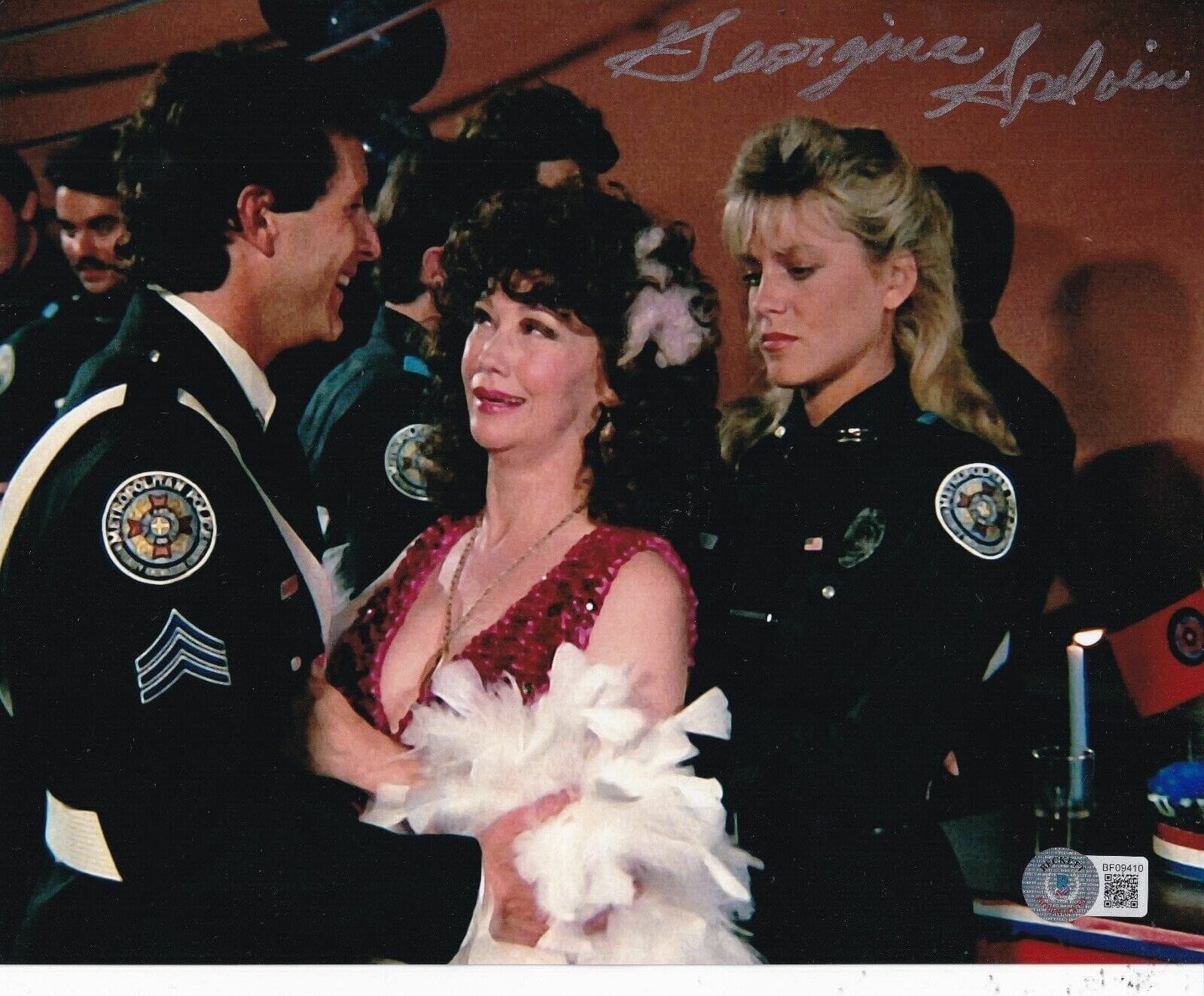 GEORGINA SPELVIN signed (POLICE ACADEMY) Movie 8X10 photo BECKETT BAS