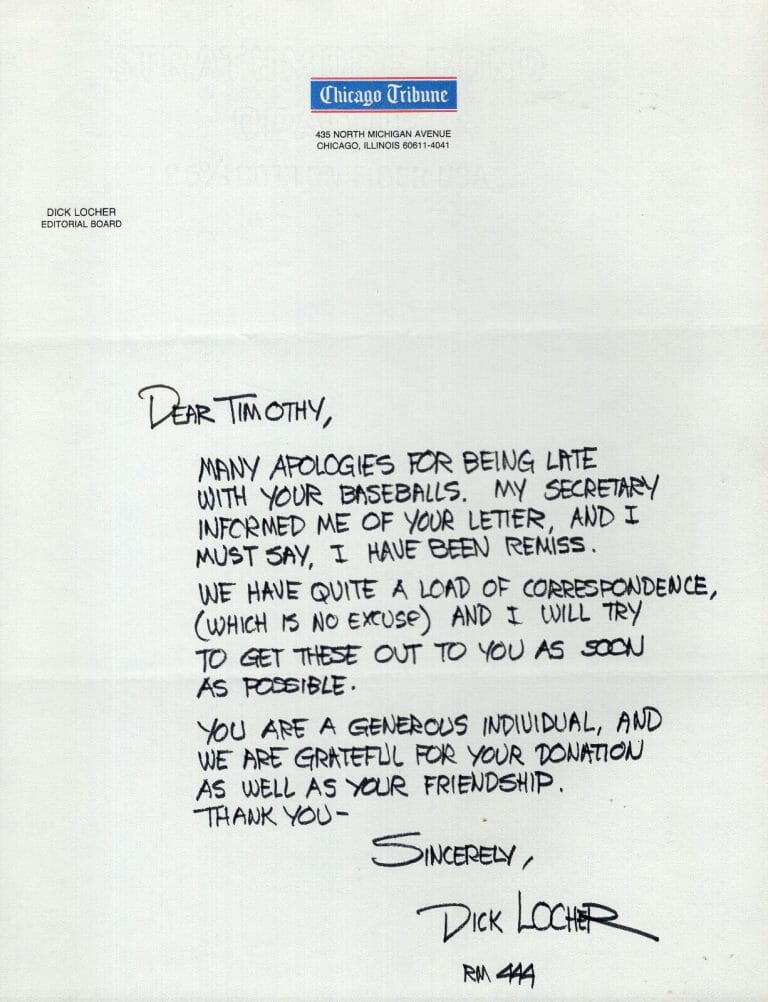 DICK LOCHER HAND SIGNED+HAND WRITTEN LETTER GREAT DICK TRACY CARTOONIST COLLECTIBLE MEMORABILIA