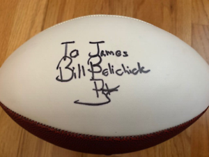 BILL BELICHICK SIGNED FULL SIZE WHITE PANEL PATRIOTS FOOTBALL TO JAMES JSA COLLECTIBLE MEMORABILIA