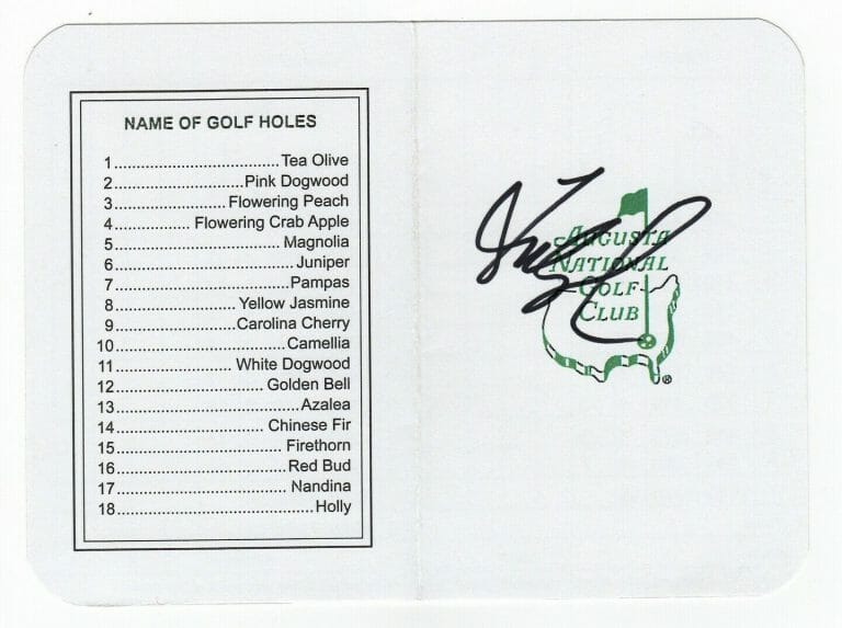 GOLF FRED COUPLES SIGNED MASTERS SCORECARD COA COLLECTIBLE MEMORABILIA