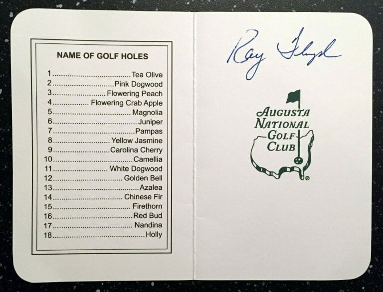 MASTERS CHAMPION RAYMOND FLOYD SIGNED MASTERS SCORECARD 6 COA COLLECTIBLE MEMORABILIA
