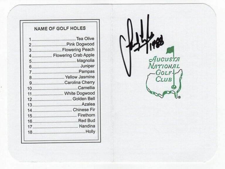 SANDY LYLE SIGNED MASTERS SCORECARD 2 COA COLLECTIBLE MEMORABILIA