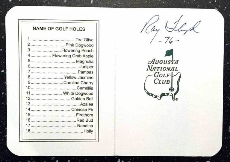 MASTERS CHAMPION RAYMOND FLOYD SIGNED MASTERS SCORECARD 1 COA COLLECTIBLE MEMORABILIA