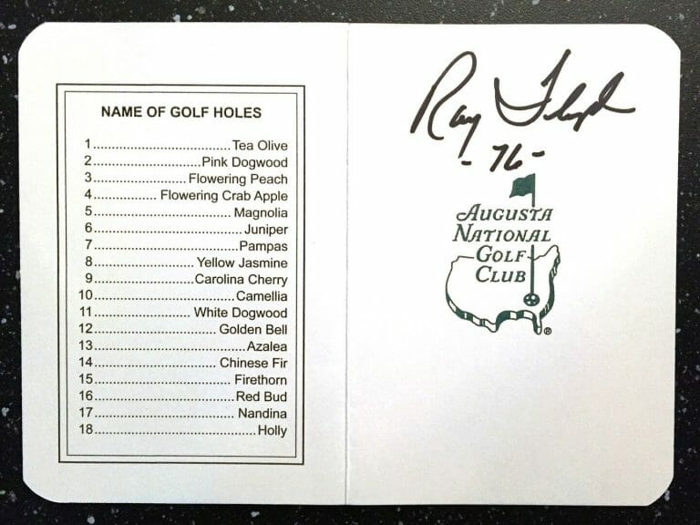 MASTERS CHAMPION RAYMOND FLOYD SIGNED MASTERS SCORECARD 2 COA COLLECTIBLE MEMORABILIA