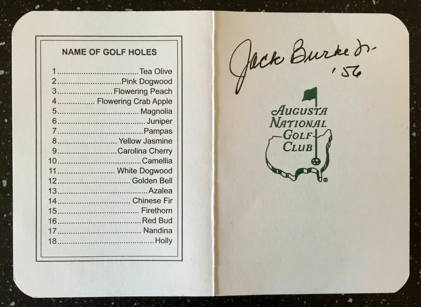 Jack Burke Signed Masters Scorecard COA Autographia